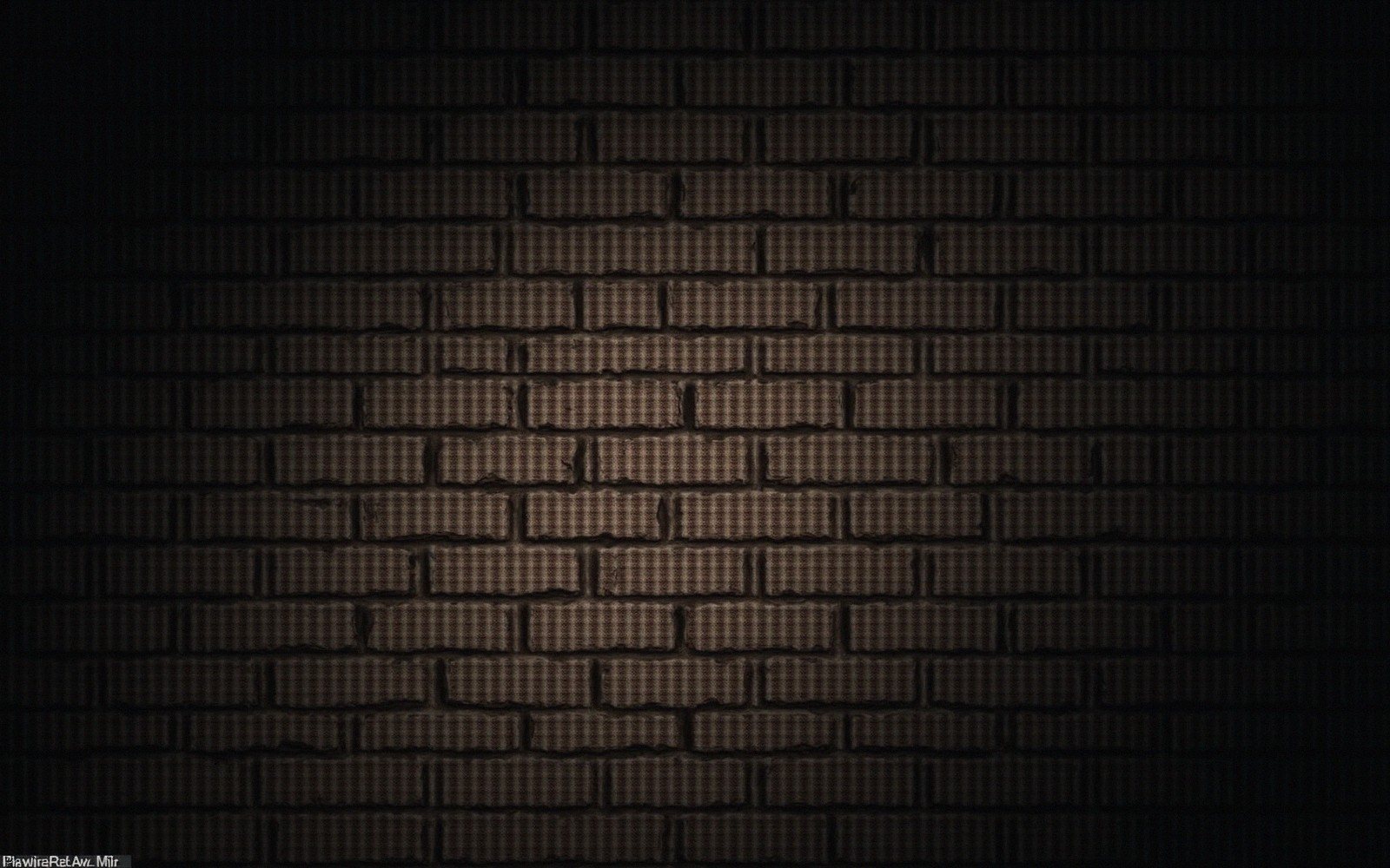 Tenement brick wall lit harshly at night